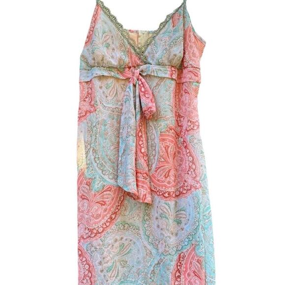 mandee Dresses & Skirts - Vintage Y2K Mandee Paisley Print Empire Waist Dress Asymmetrical Fairy Mermaid L